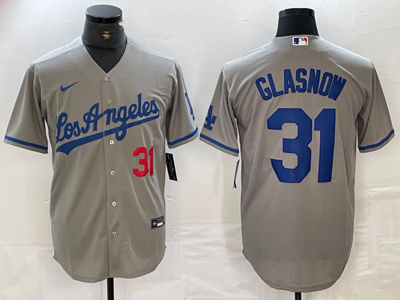 Men's Los Angeles Dodgers Tyler Glasnow #31 Gray Jersey